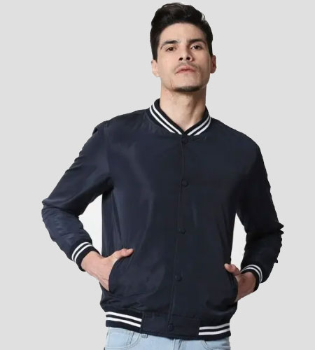 Tailormade Cut and Sew Button Bomber Jacket With Tipping